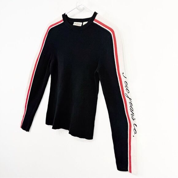 Polo Jeans Co. Ralph Lauren Retro Blue Red White Spellout Stretch Knit Sweater - Picture 4 of 11